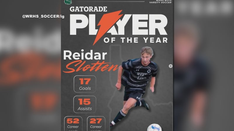 Reidar Slotten has been named this year’s Gatorade player of the year in soccer.