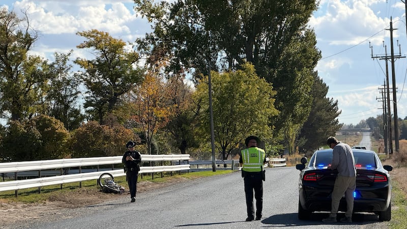 Crash involving motorcycle and backhoe under investigation.